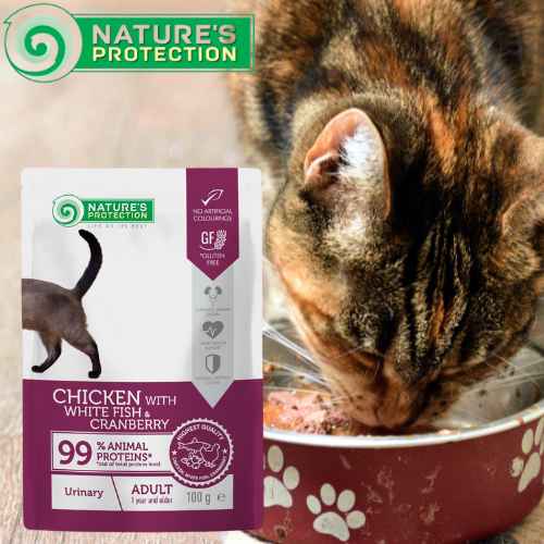 Natures Protection Urinary, Пауч за коте, С пиле, риба и червена боровинка,
